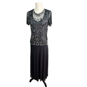 Pisarro Nights Beaded Dress From Nordstrom -Slate Color-2P**Flaw